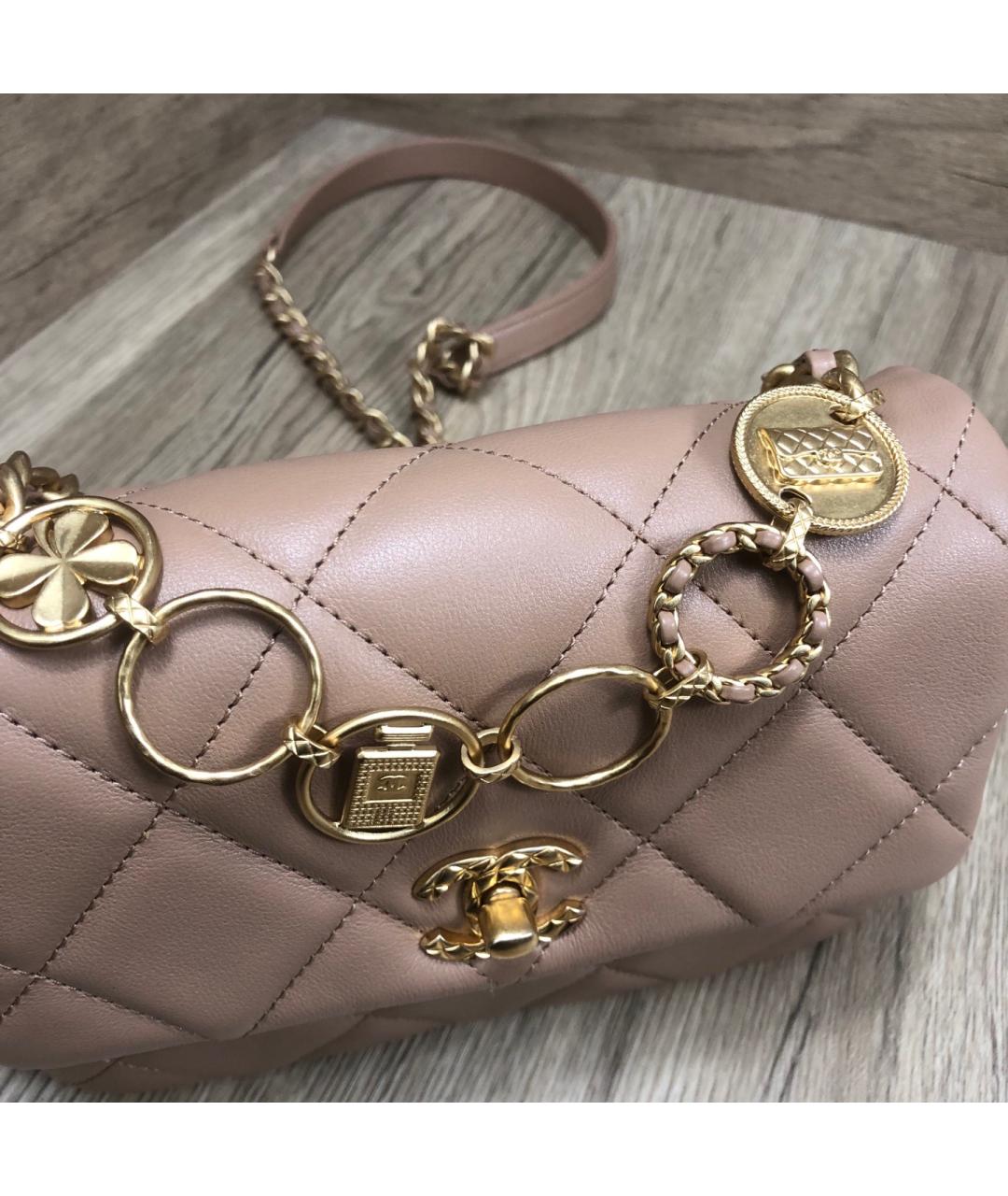 CHANEL Розовая кожаная сумка через плечо, фото 9