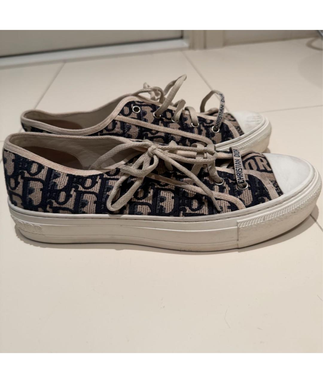 CHRISTIAN DIOR Бежевые текстильные кеды, фото 5