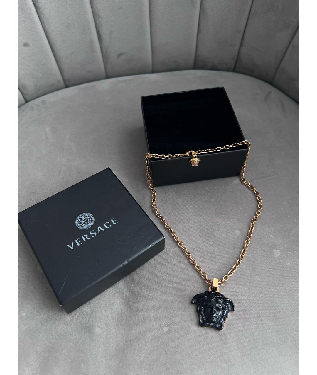 VERSACE Черная позолоченная цепочка/подвеска, фото 4