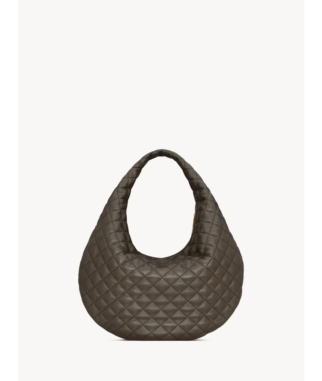 SAINT LAURENT Коричневая кожаная сумка через плечо, фото 4