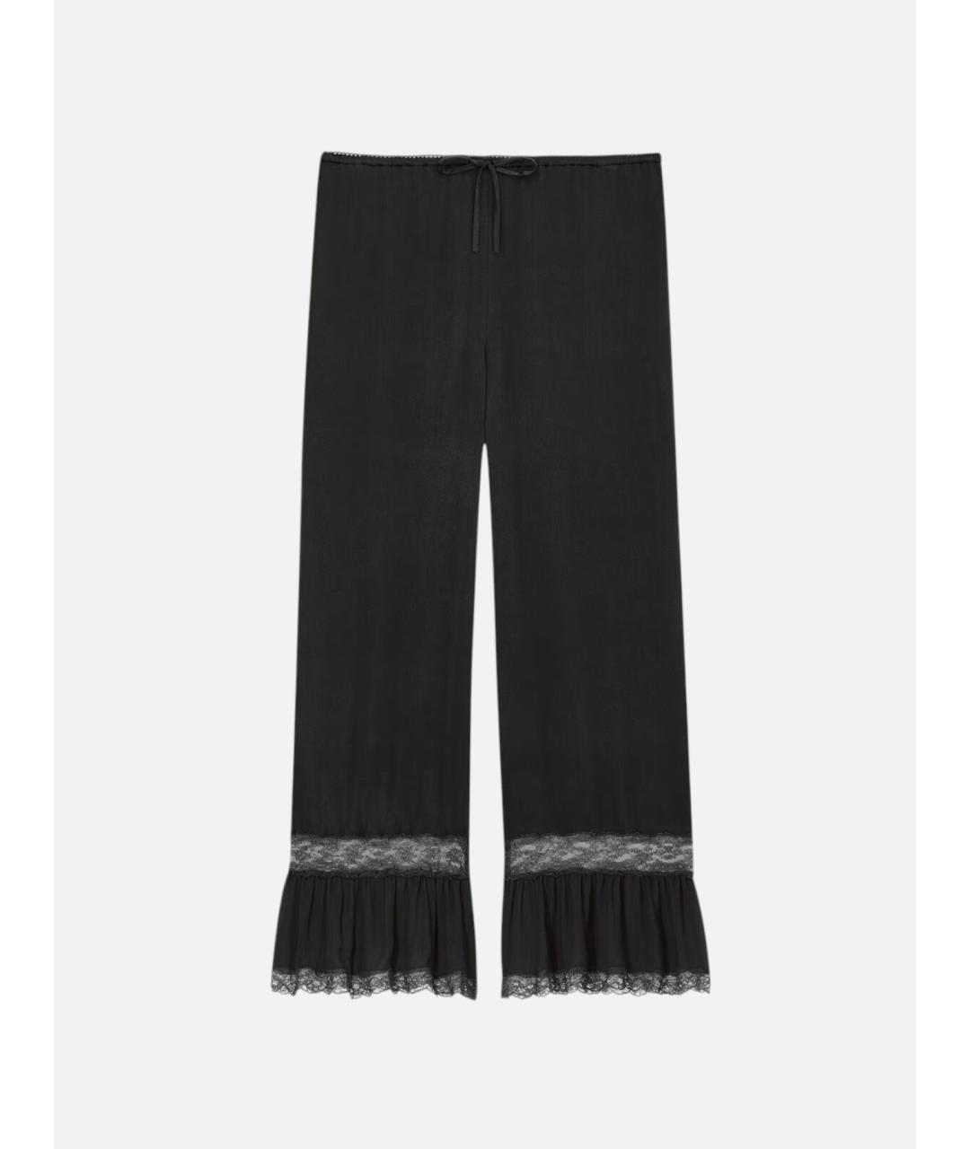 SAINT LAURENT Черные шелковые прямые брюки, фото 4