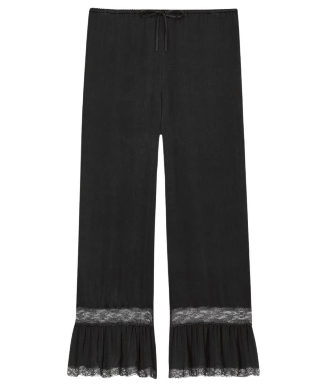 SAINT LAURENT Черные шелковые прямые брюки, фото 1