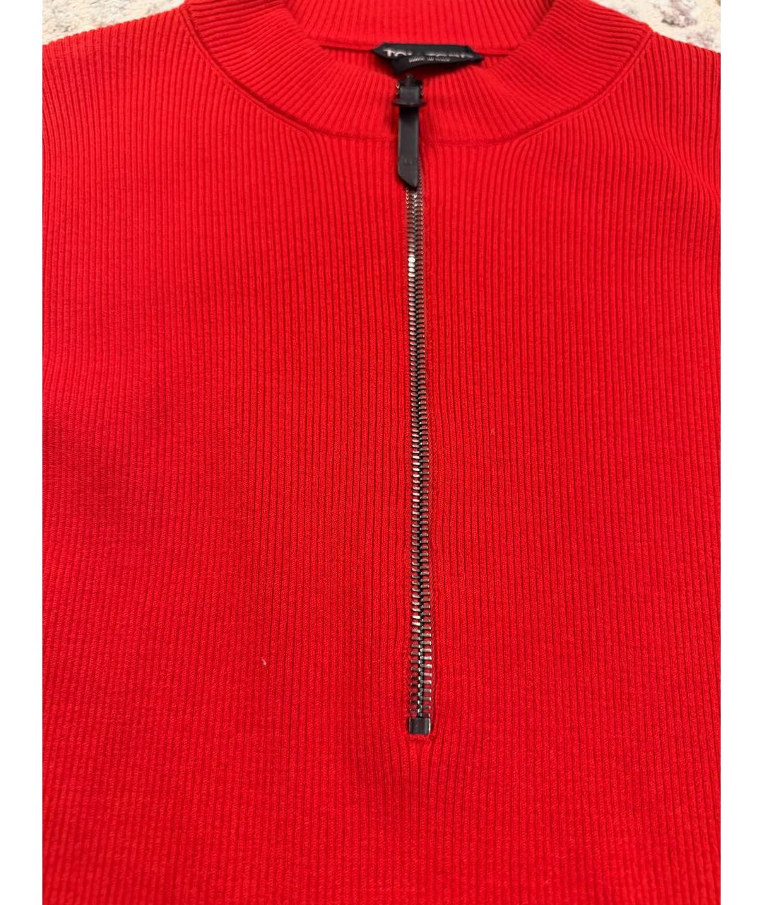 TOM FORD Красное шерстяное повседневное платье, фото 3