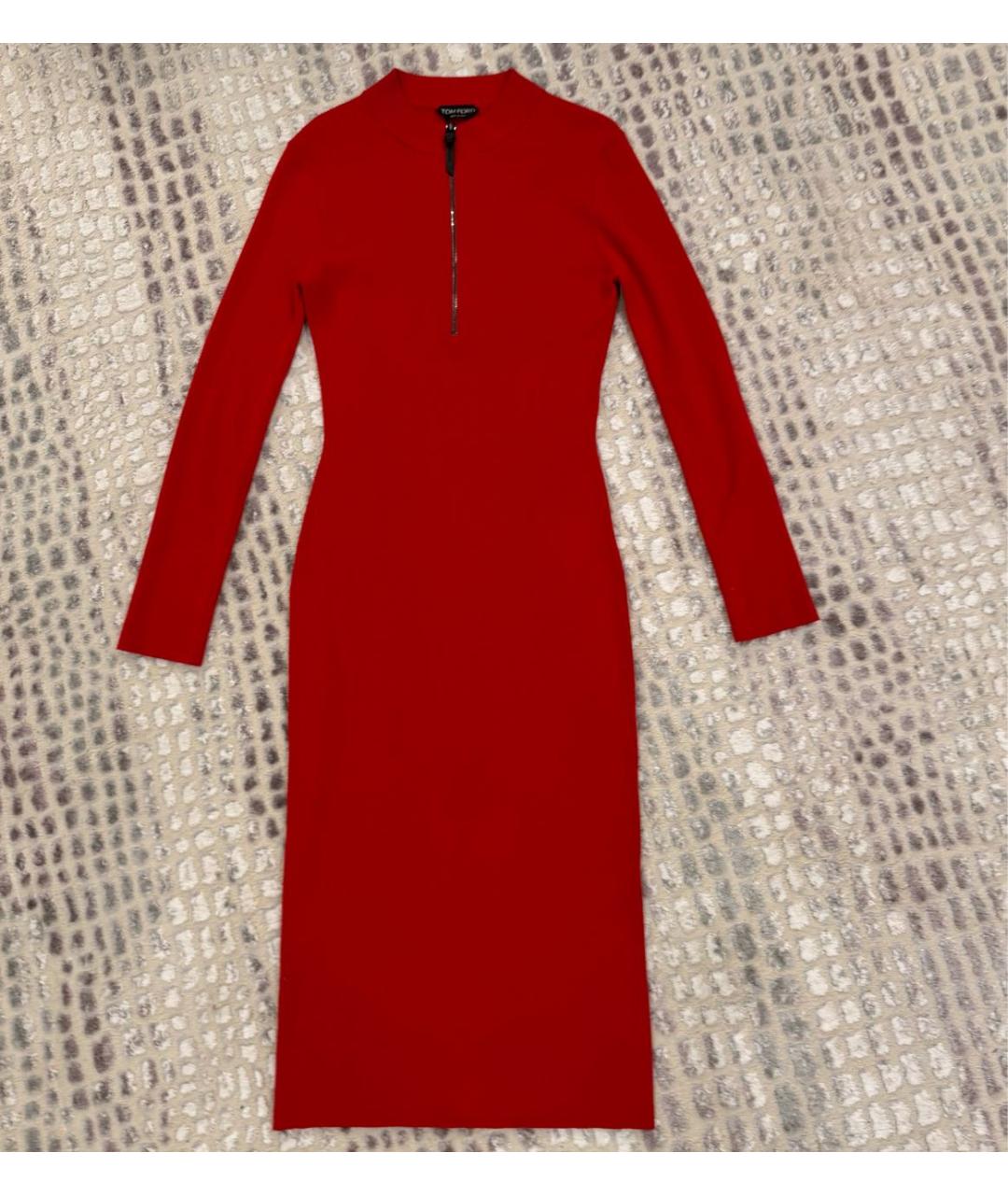 TOM FORD Красное шерстяное повседневное платье, фото 6