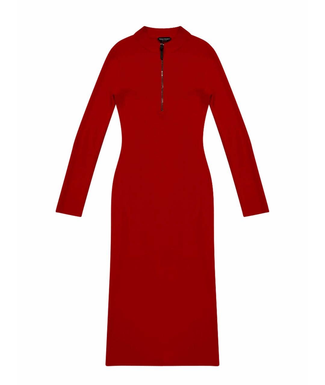 TOM FORD Красное шерстяное повседневное платье, фото 1