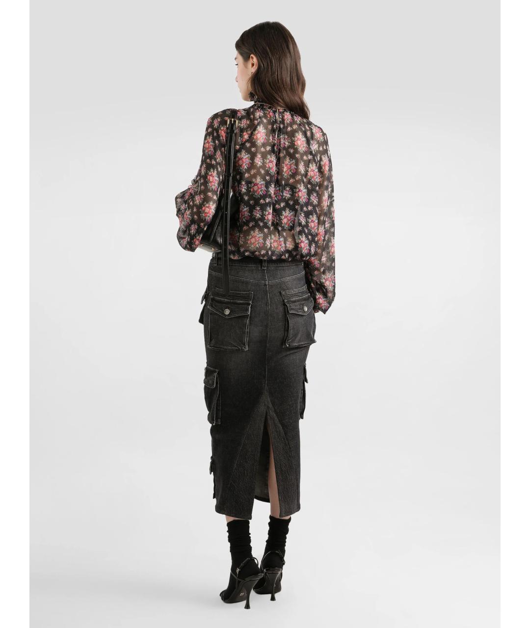 DOLCE&GABBANA Черная хлопковая юбка миди, фото 4