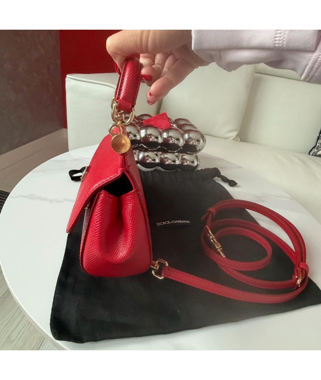 DOLCE&GABBANA Красная кожаная сумка через плечо, фото 5