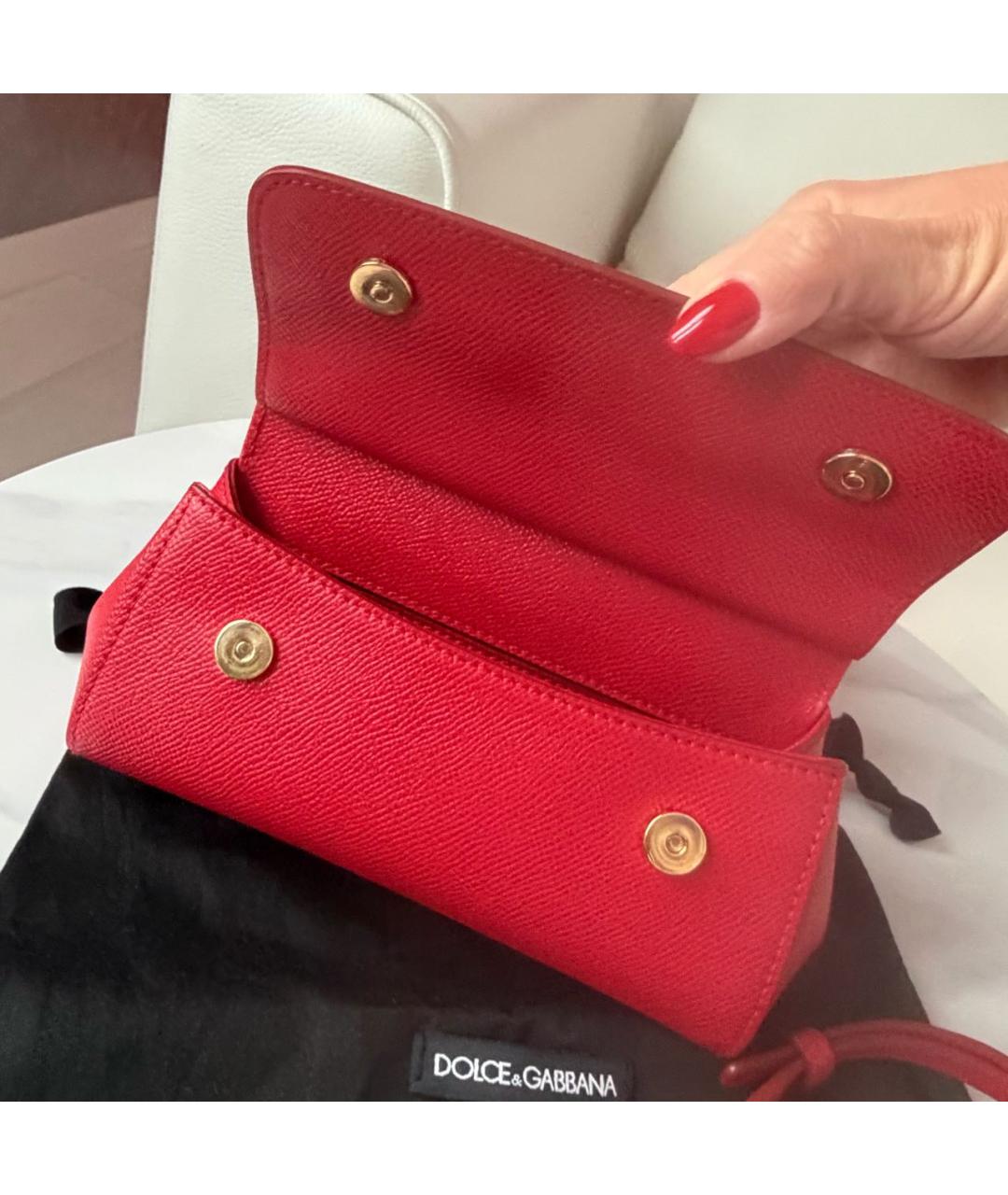 DOLCE&GABBANA Красная кожаная сумка через плечо, фото 7