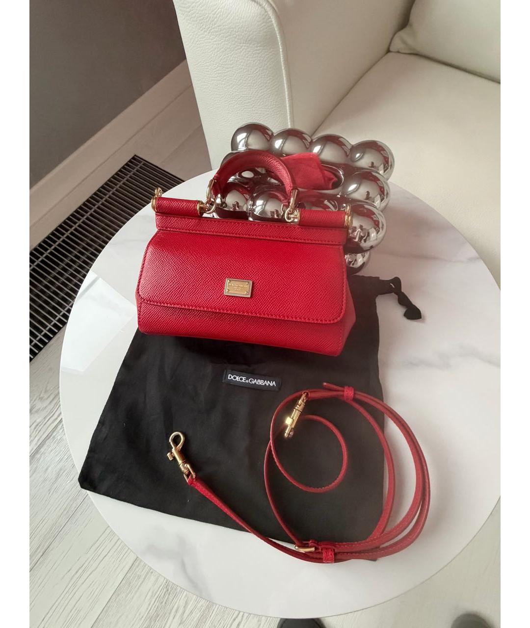 DOLCE&GABBANA Красная кожаная сумка через плечо, фото 9