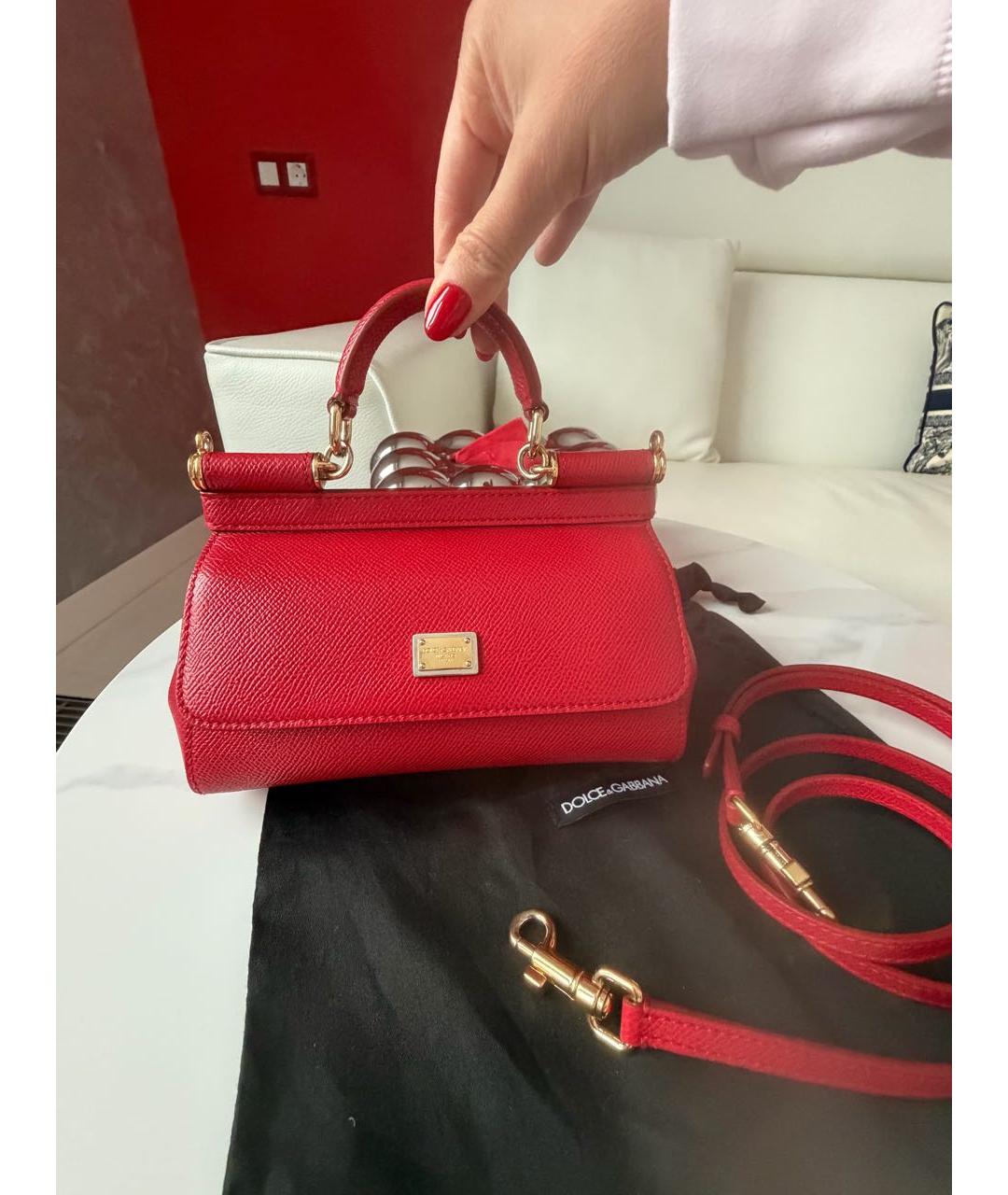 DOLCE&GABBANA Красная кожаная сумка через плечо, фото 2