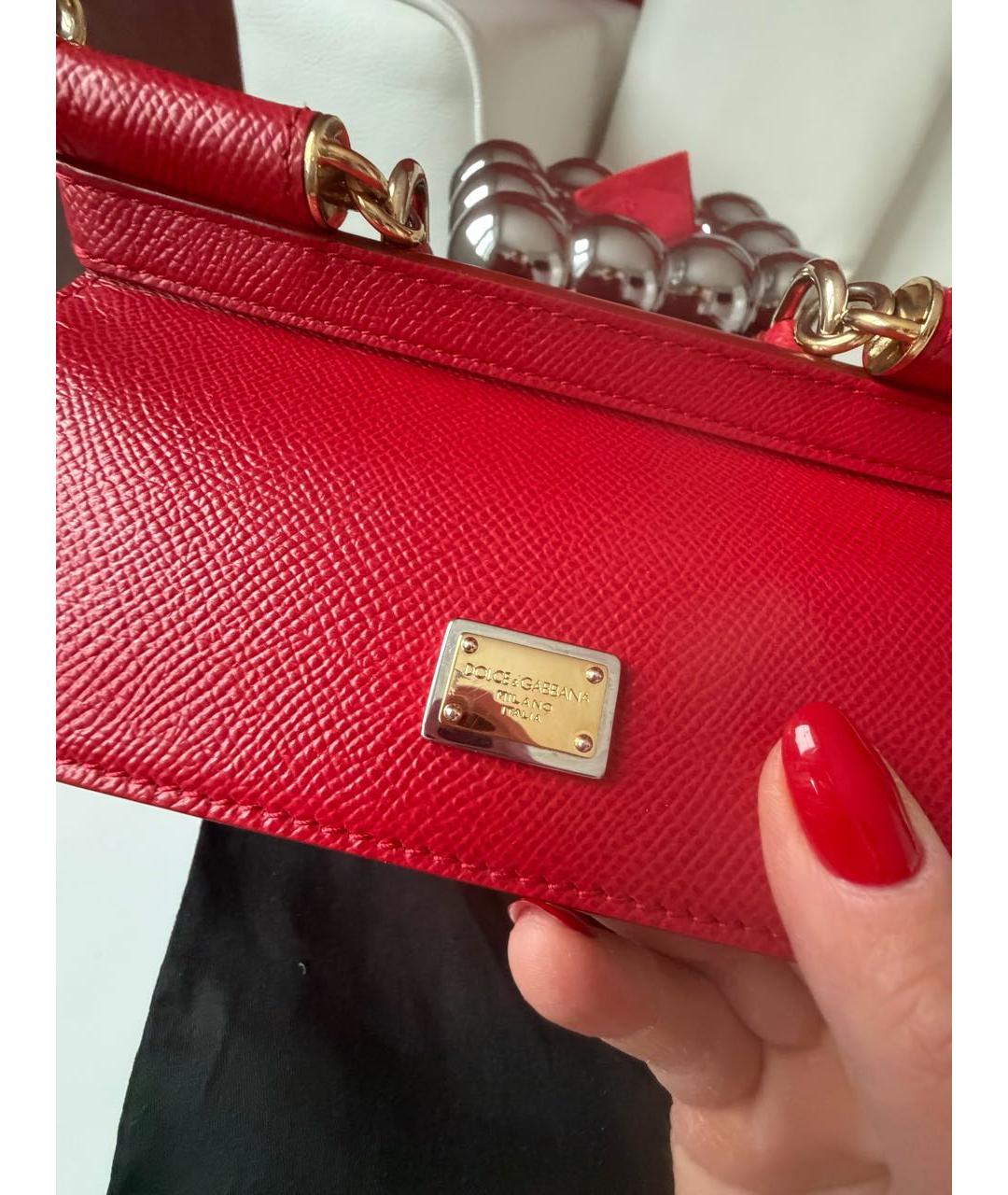 DOLCE&GABBANA Красная кожаная сумка через плечо, фото 6