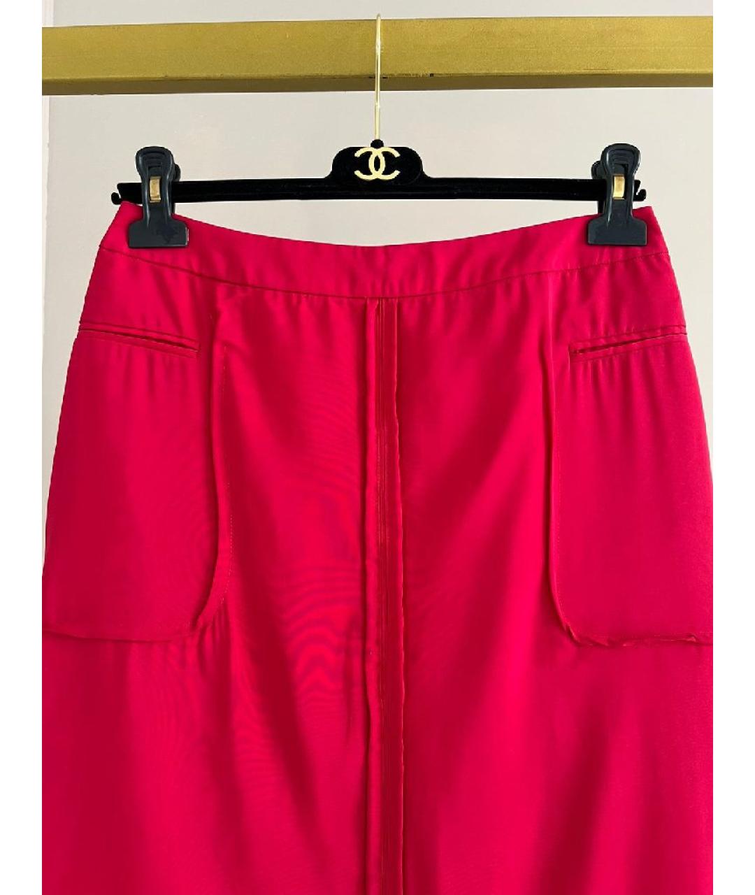 SAINT LAURENT Красная шелковая юбка миди, фото 2