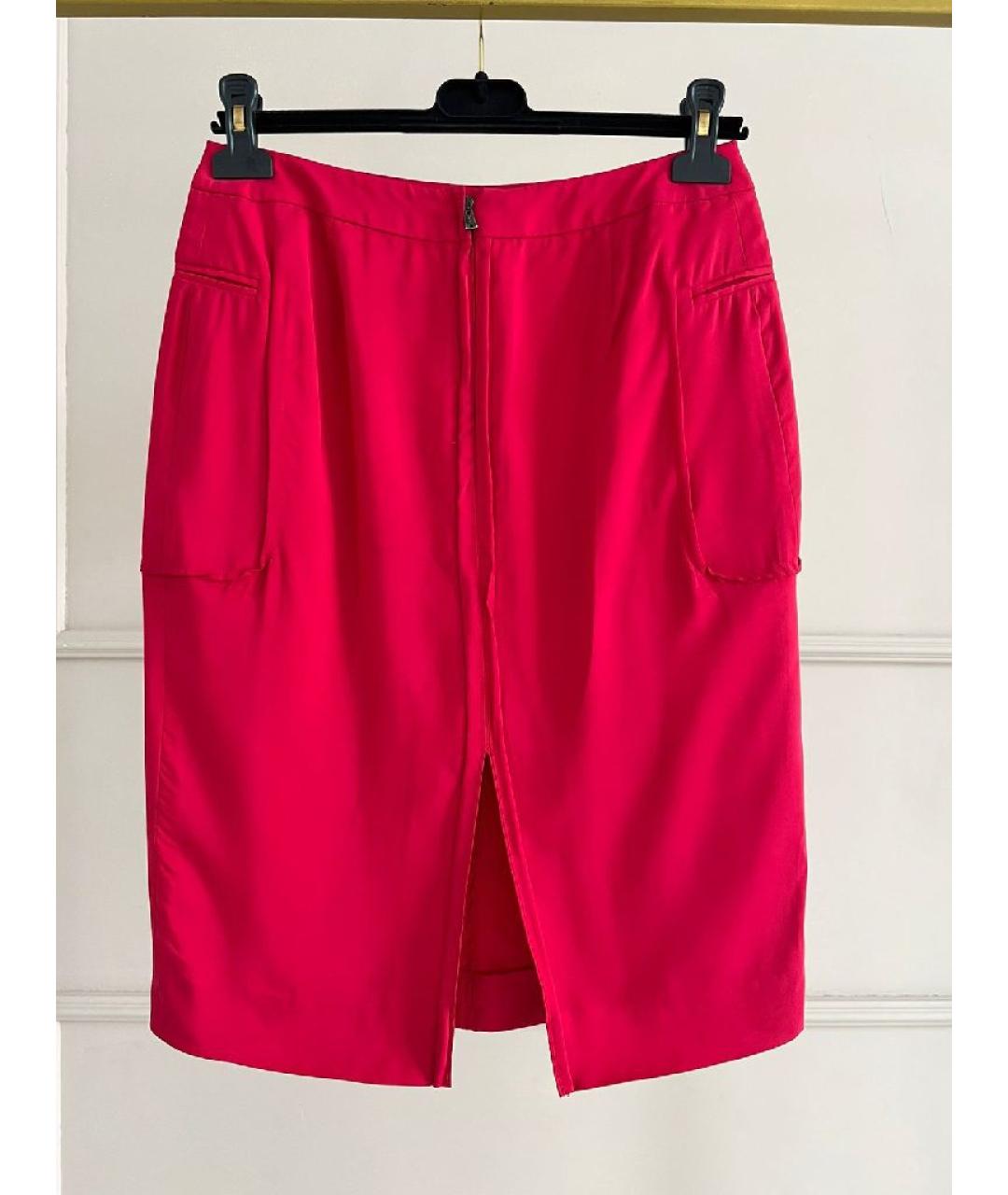 SAINT LAURENT Красная шелковая юбка миди, фото 3