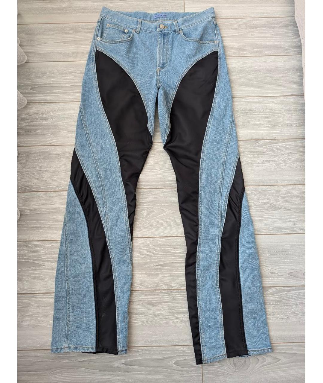 MUGLER Голубые хлопко-эластановые прямые джинсы, фото 3