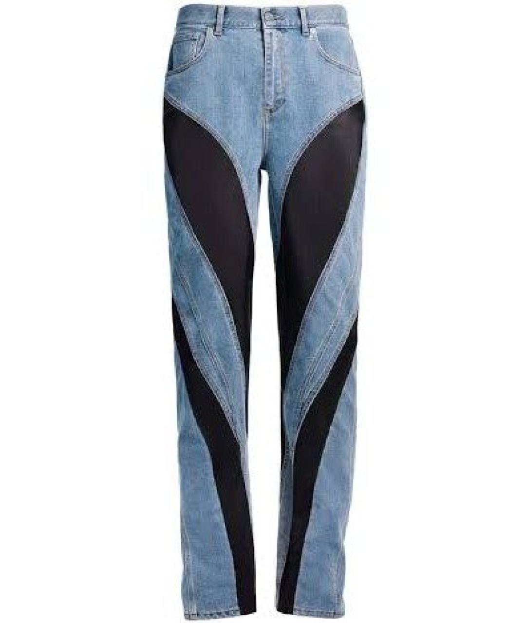 MUGLER Голубые хлопко-эластановые прямые джинсы, фото 7
