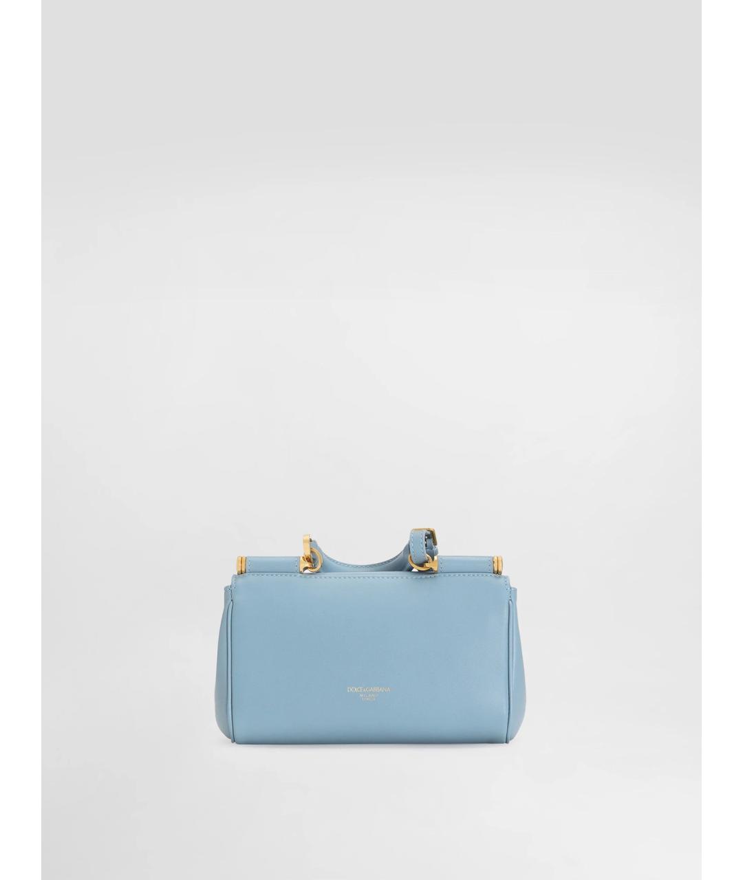 DOLCE&GABBANA Голубая кожаная сумка через плечо, фото 3