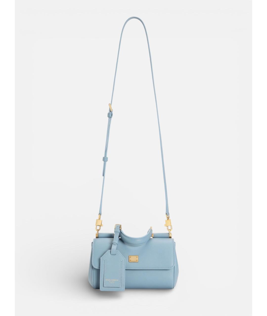 DOLCE&GABBANA Голубая кожаная сумка через плечо, фото 4