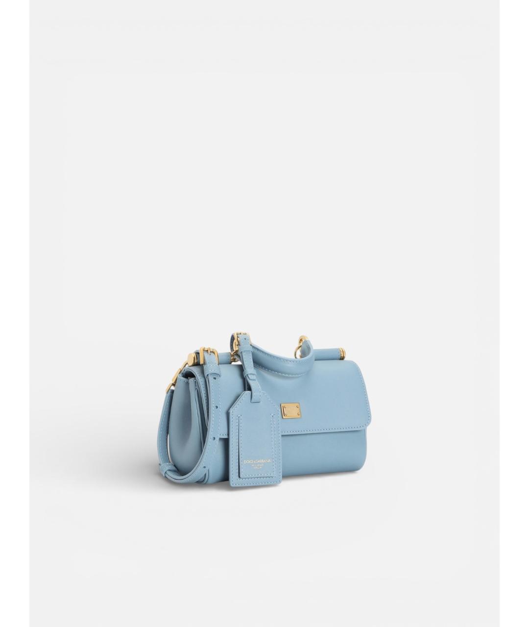 DOLCE&GABBANA Голубая кожаная сумка через плечо, фото 2
