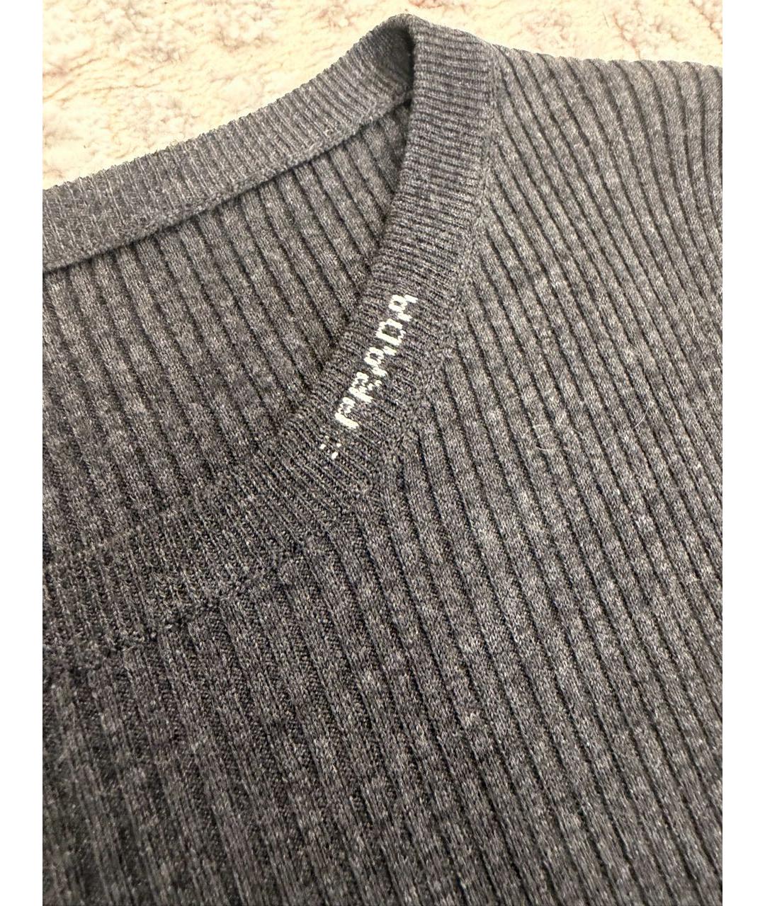 PRADA Серое шерстяное повседневное платье, фото 2