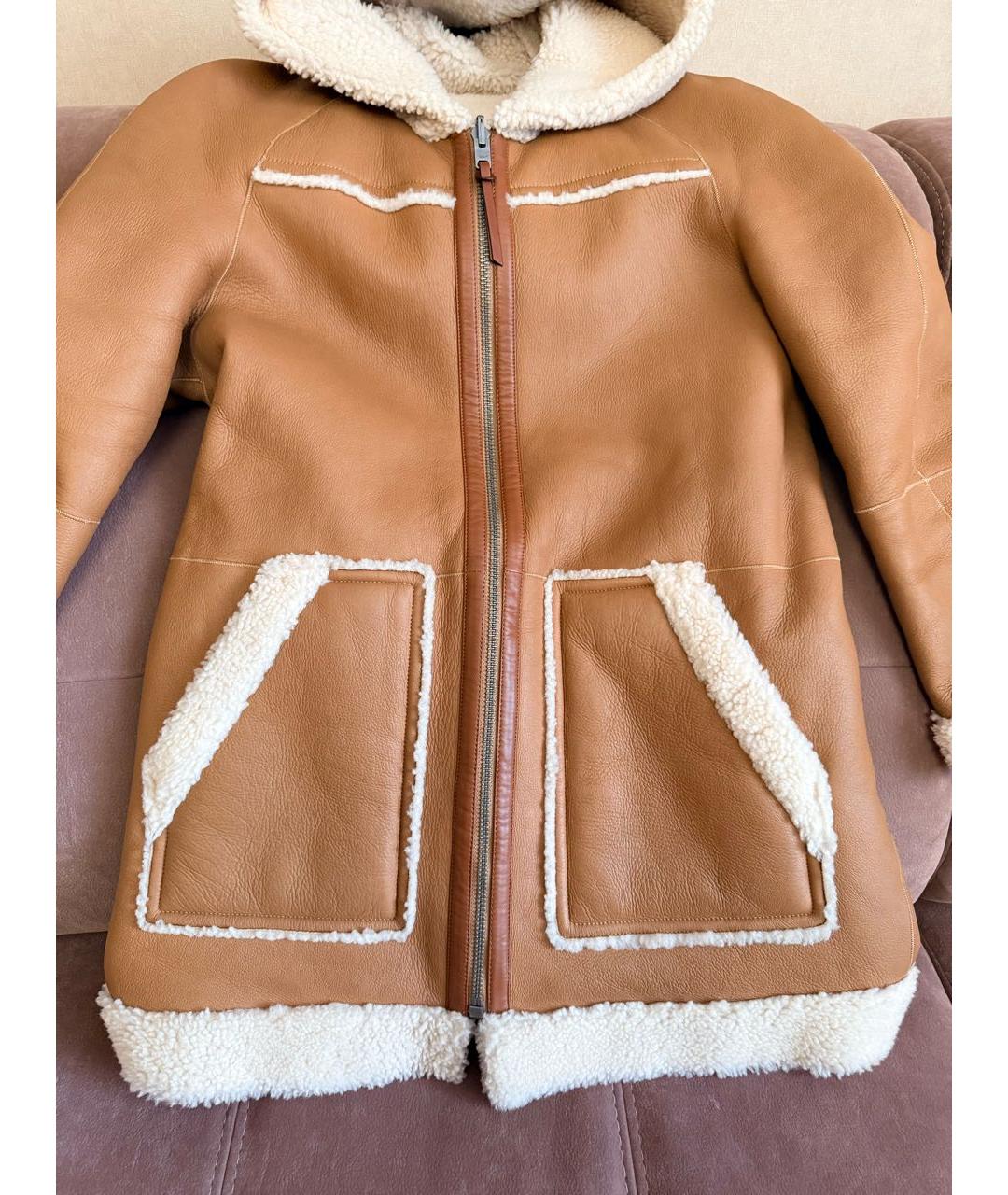 COACH Бежевая кожаная дубленка, фото 3