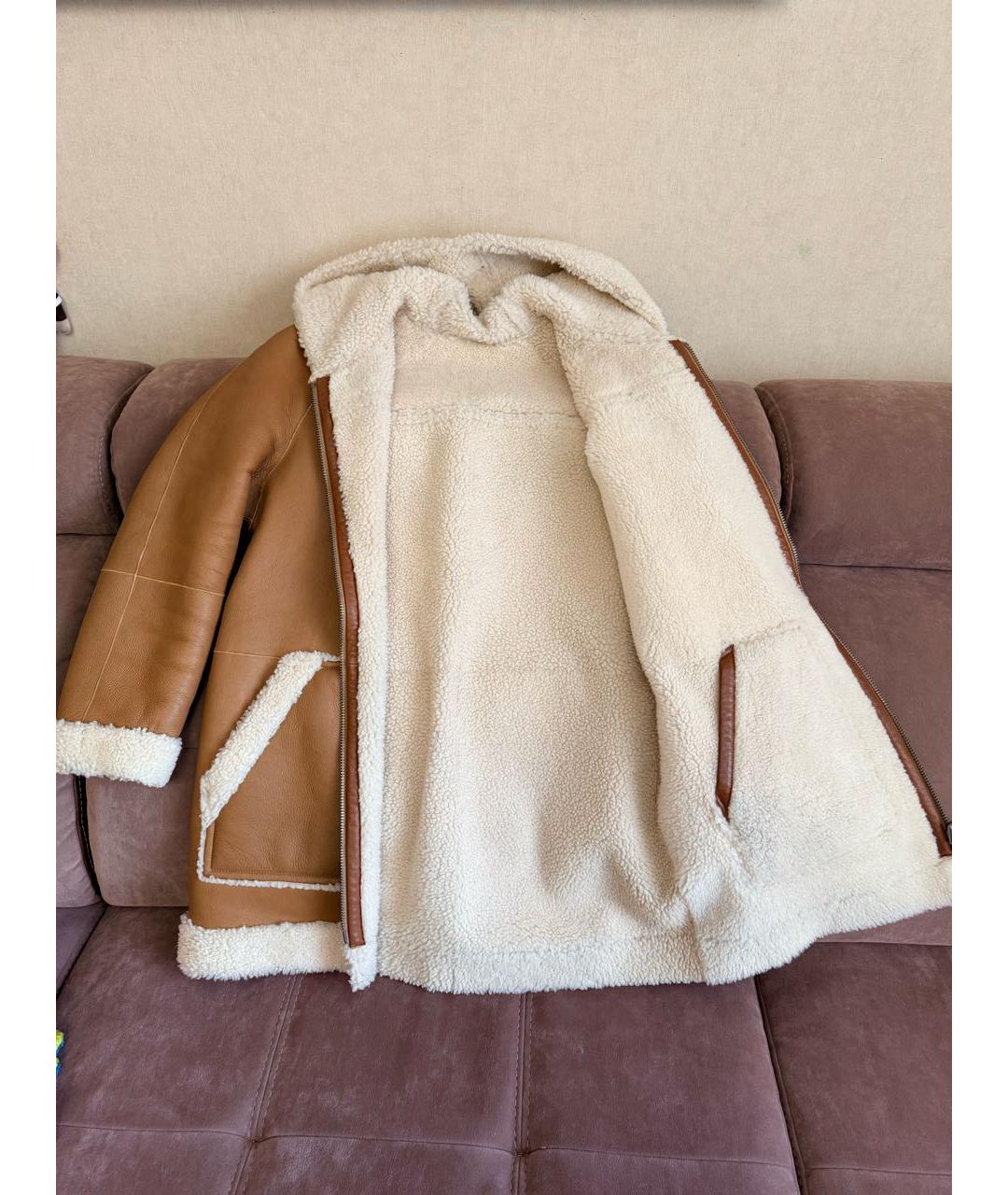 COACH Бежевая кожаная дубленка, фото 8