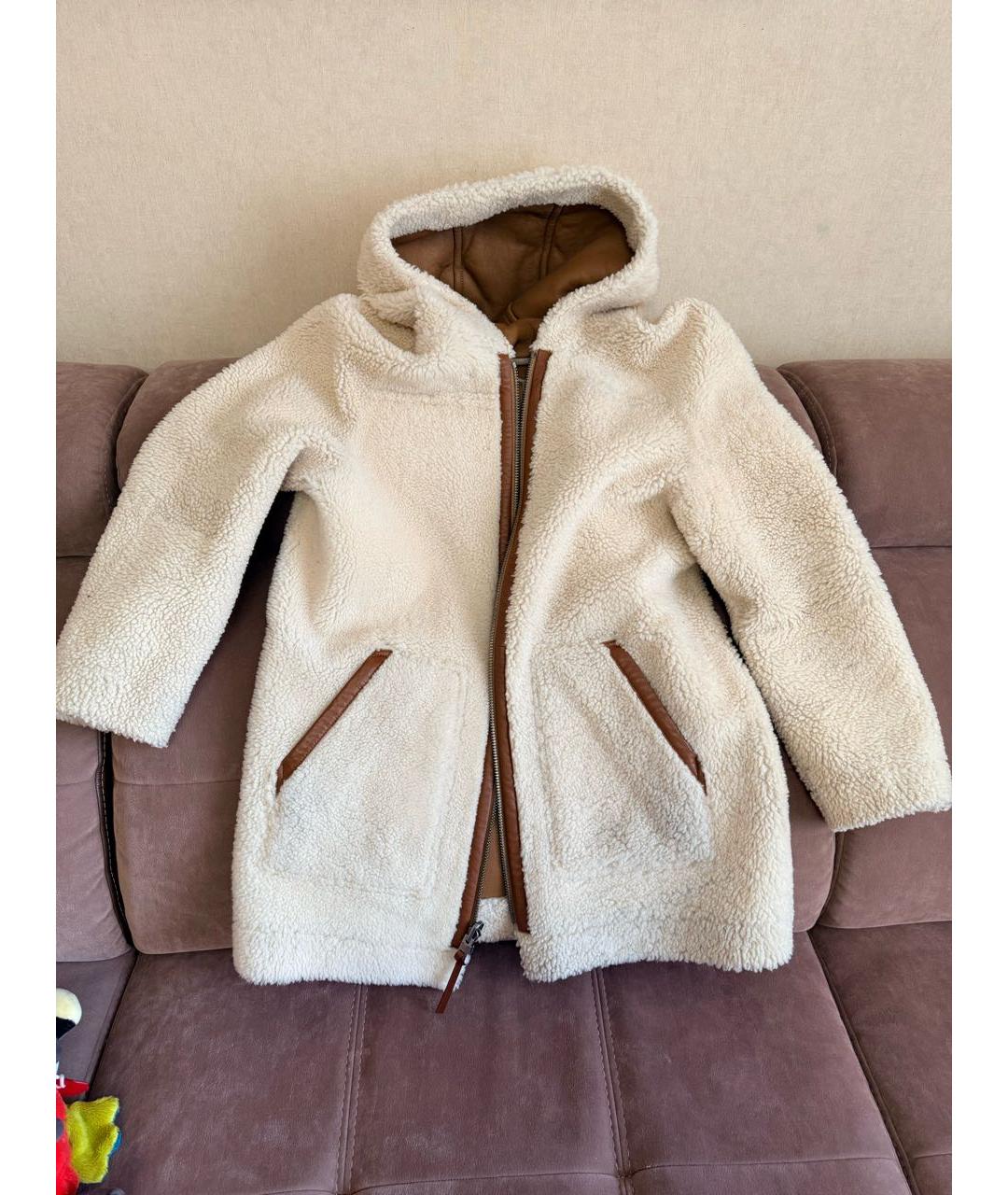 COACH Бежевая кожаная дубленка, фото 7