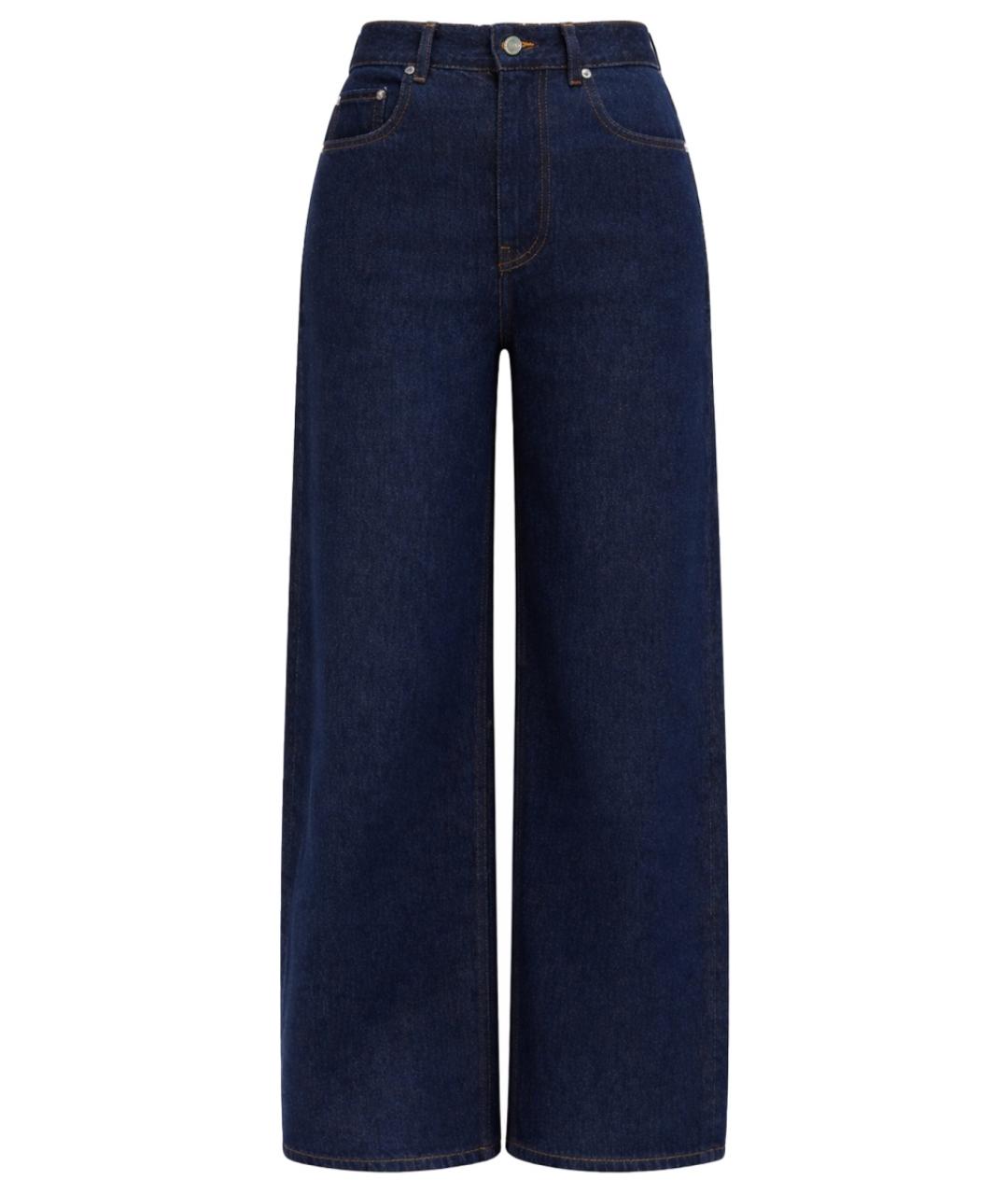 GANNI Синие хлопковые прямые джинсы, фото 1