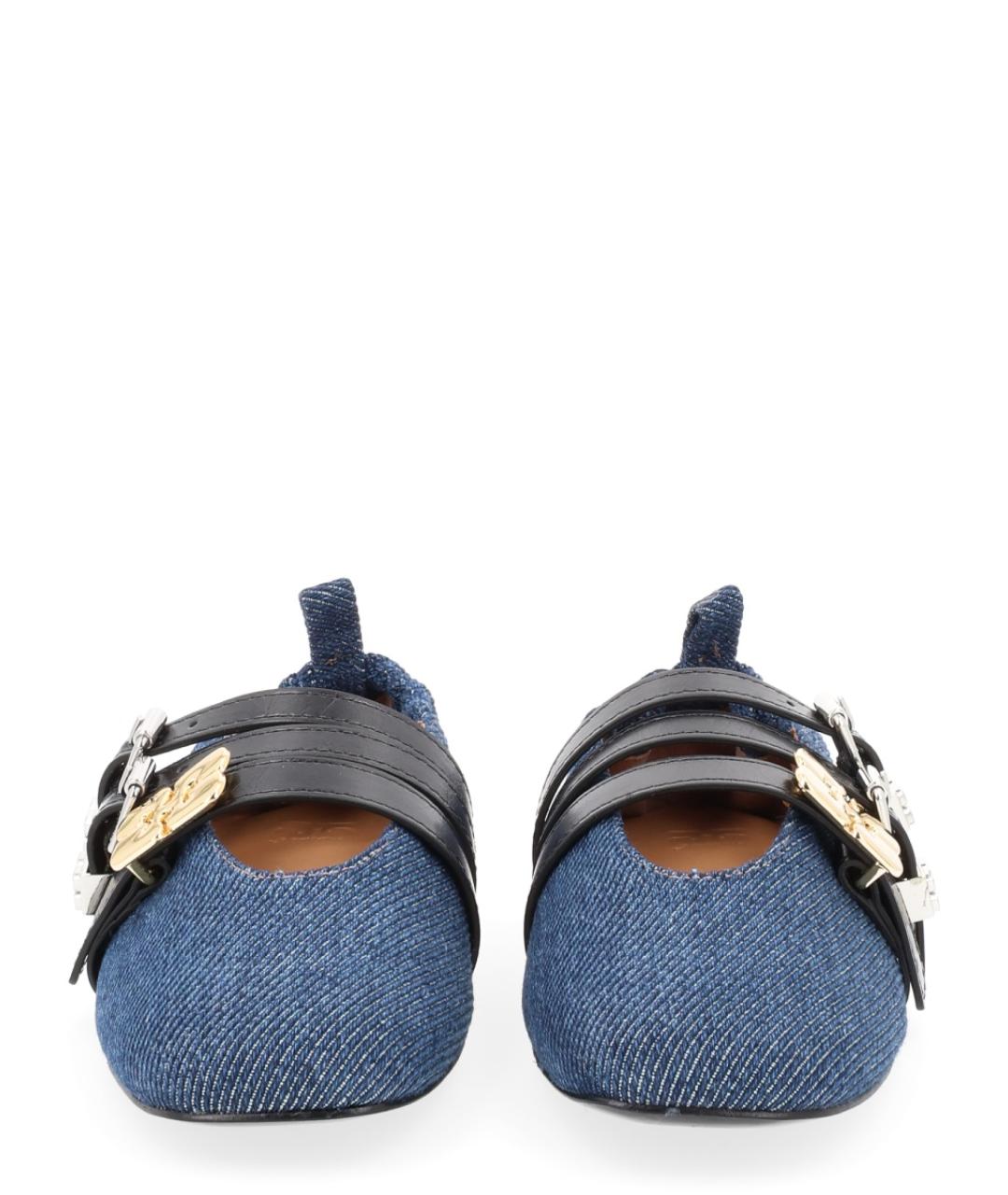 GANNI Синие текстильные балетки, фото 3