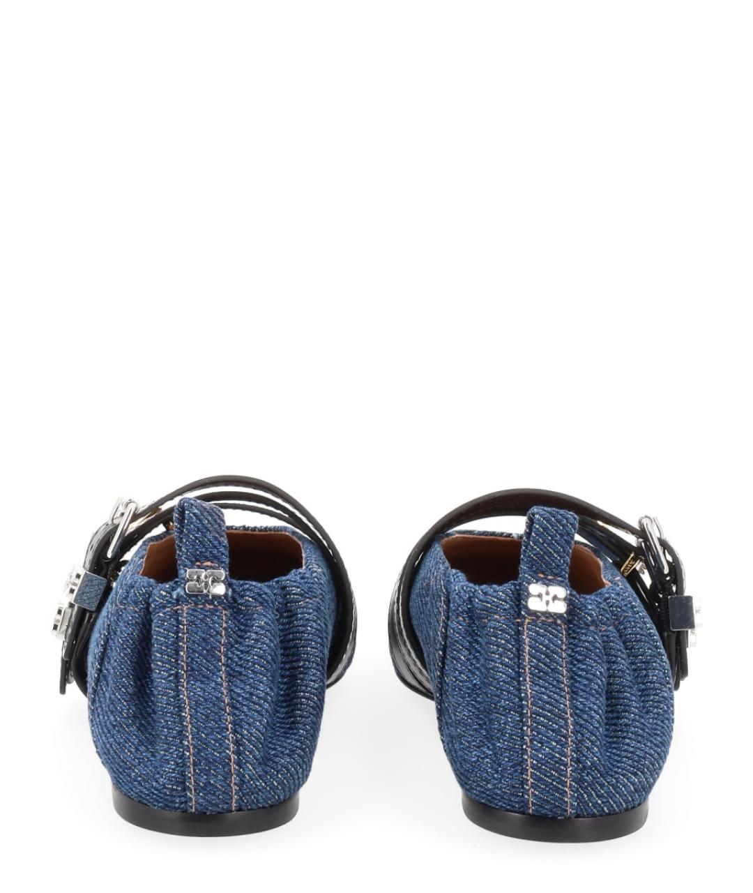 GANNI Синие текстильные балетки, фото 4