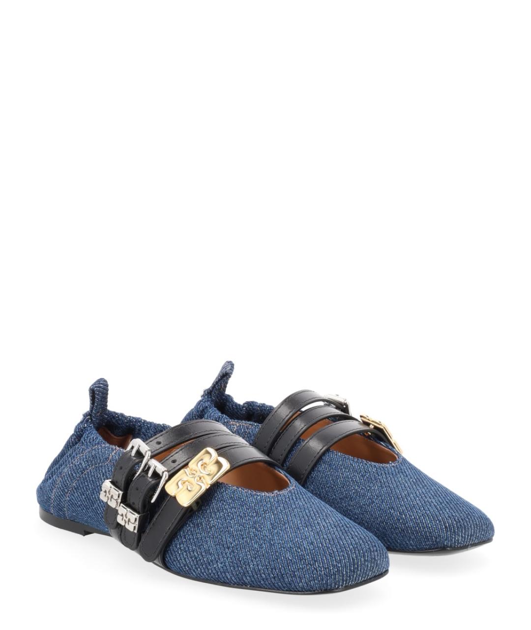 GANNI Синие текстильные балетки, фото 2