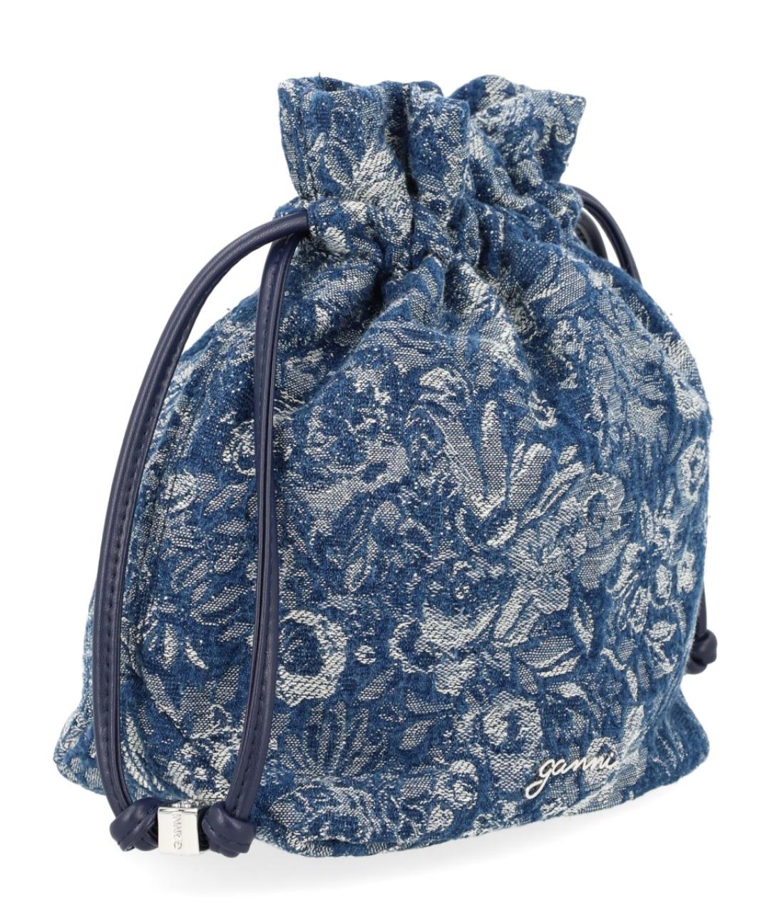 GANNI Синяя хлопковая сумка с короткими ручками, фото 3