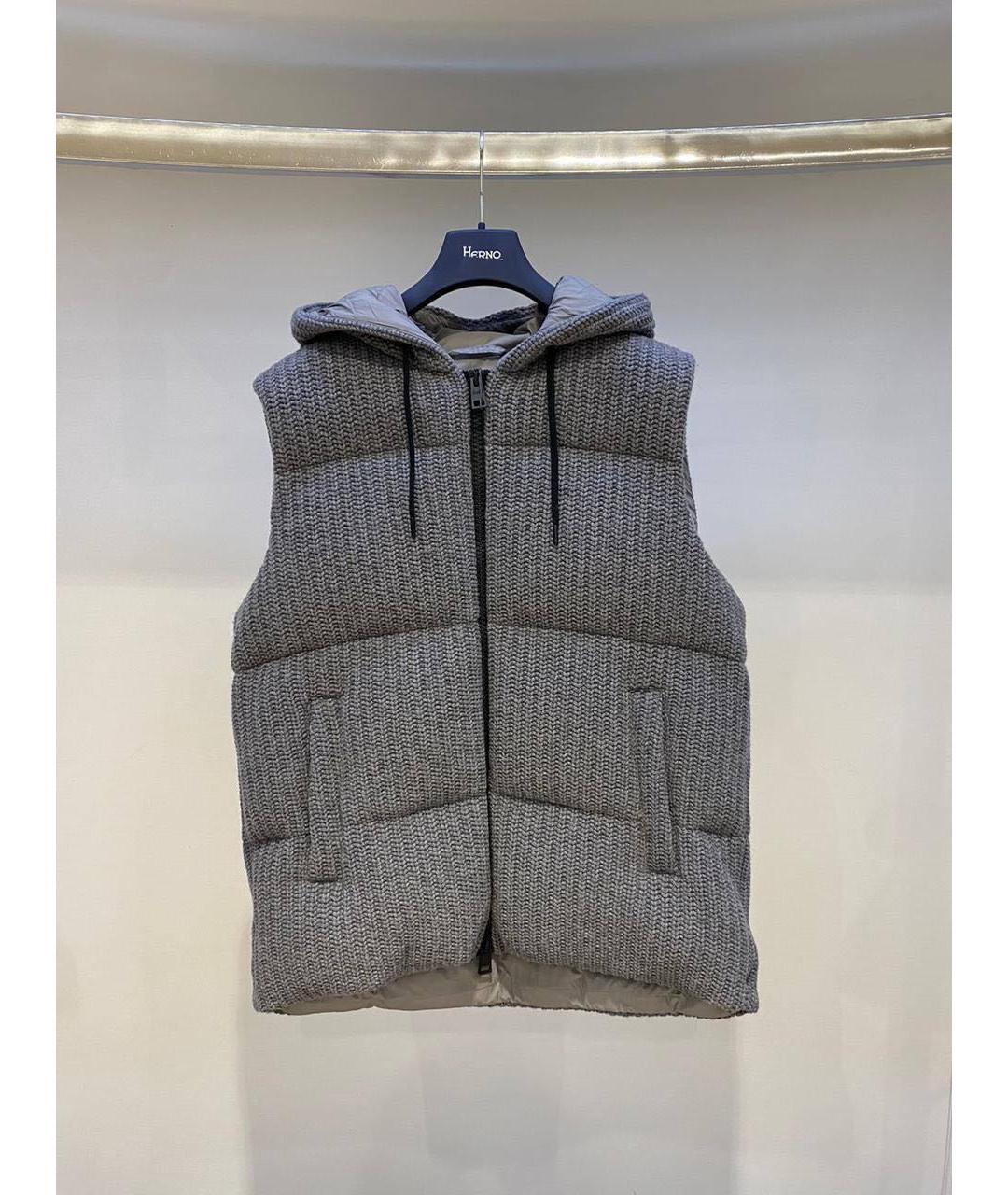 HERNO Серый шерстяной жилет, фото 2
