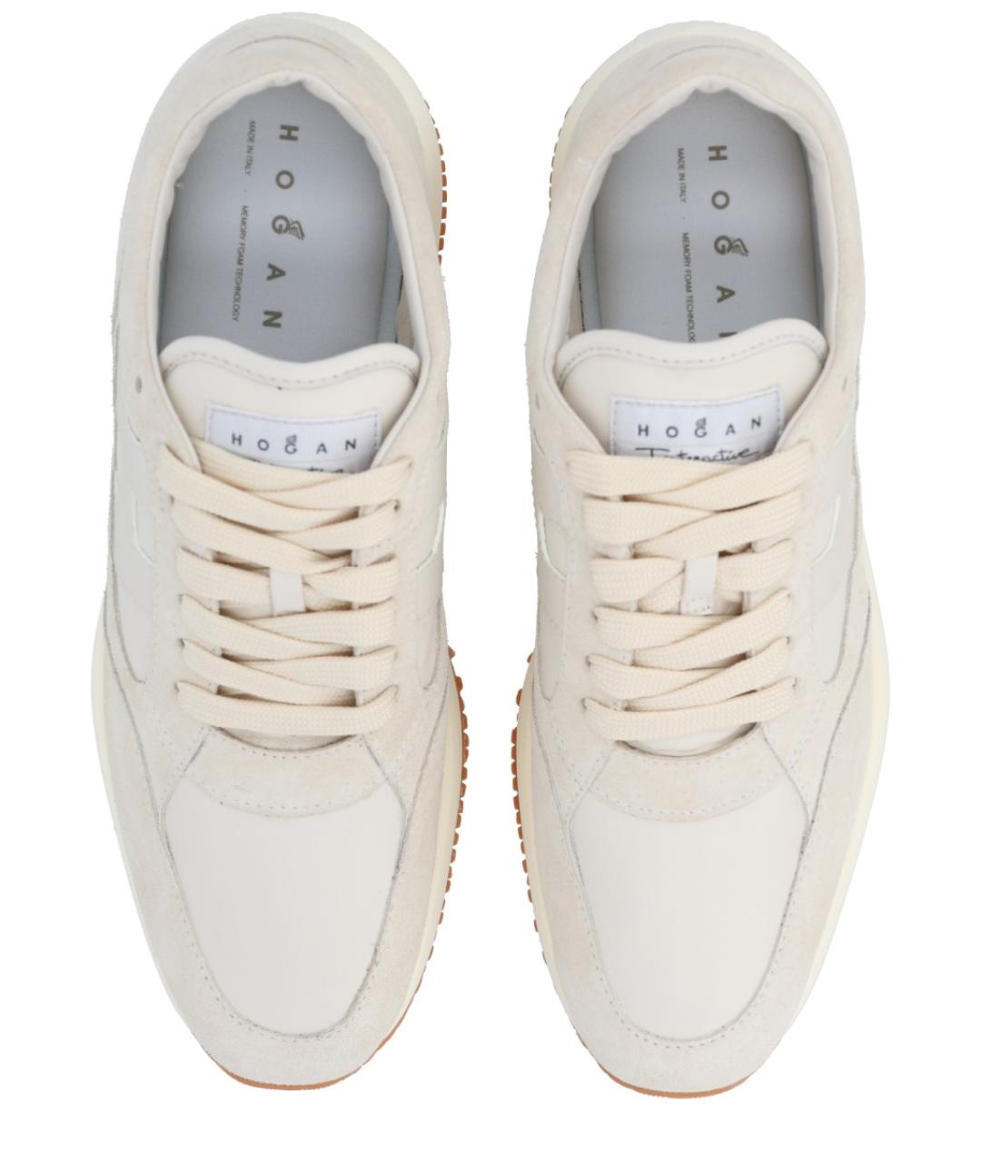 HOGAN Бежевые кожаные кроссовки, фото 5