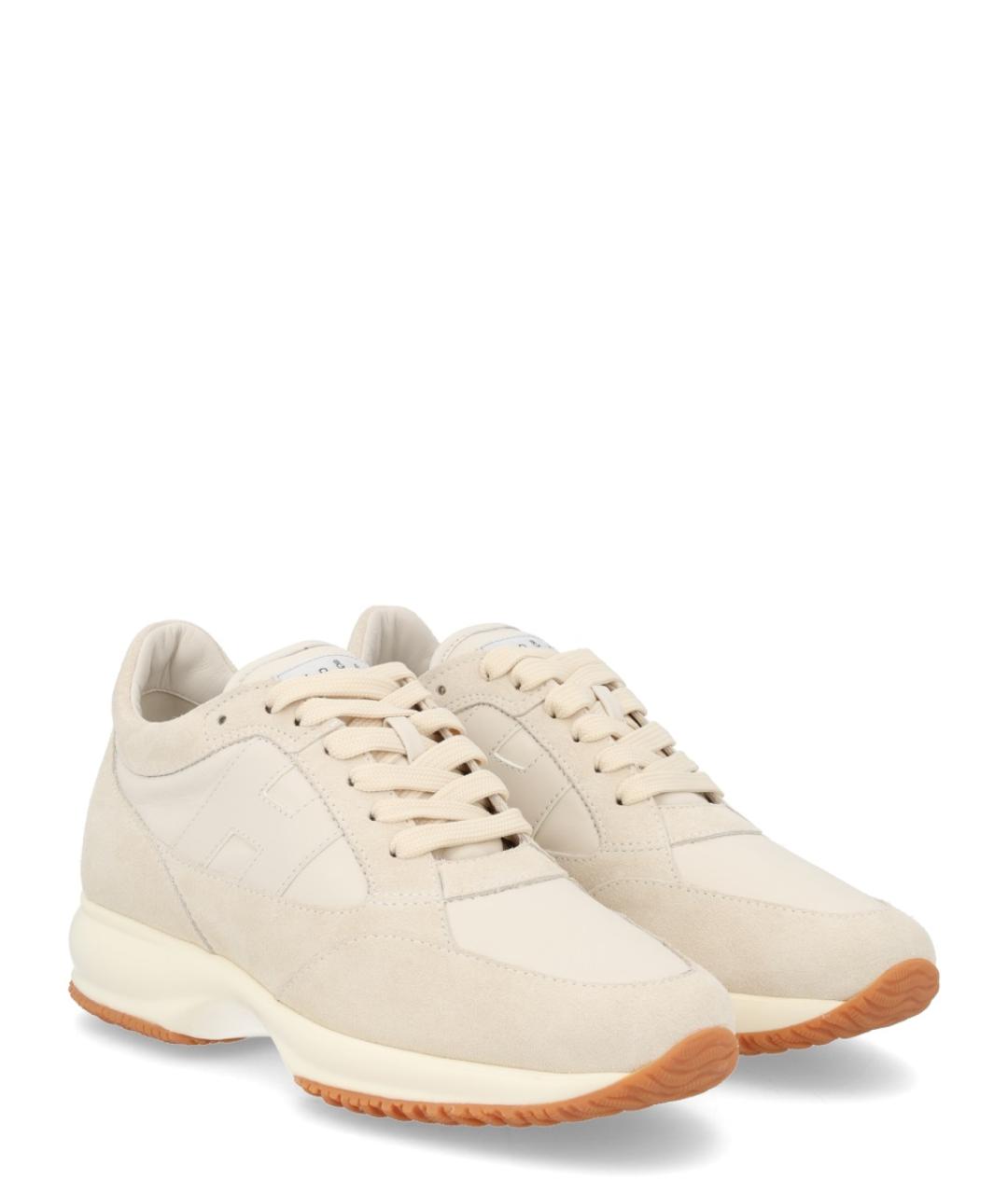 HOGAN Бежевые кожаные кроссовки, фото 2