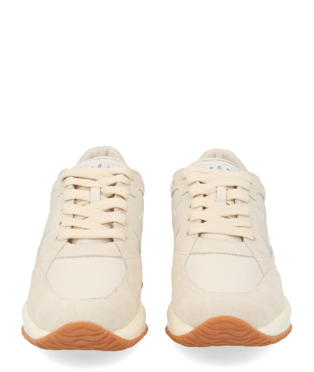 HOGAN Бежевые кожаные кроссовки, фото 3