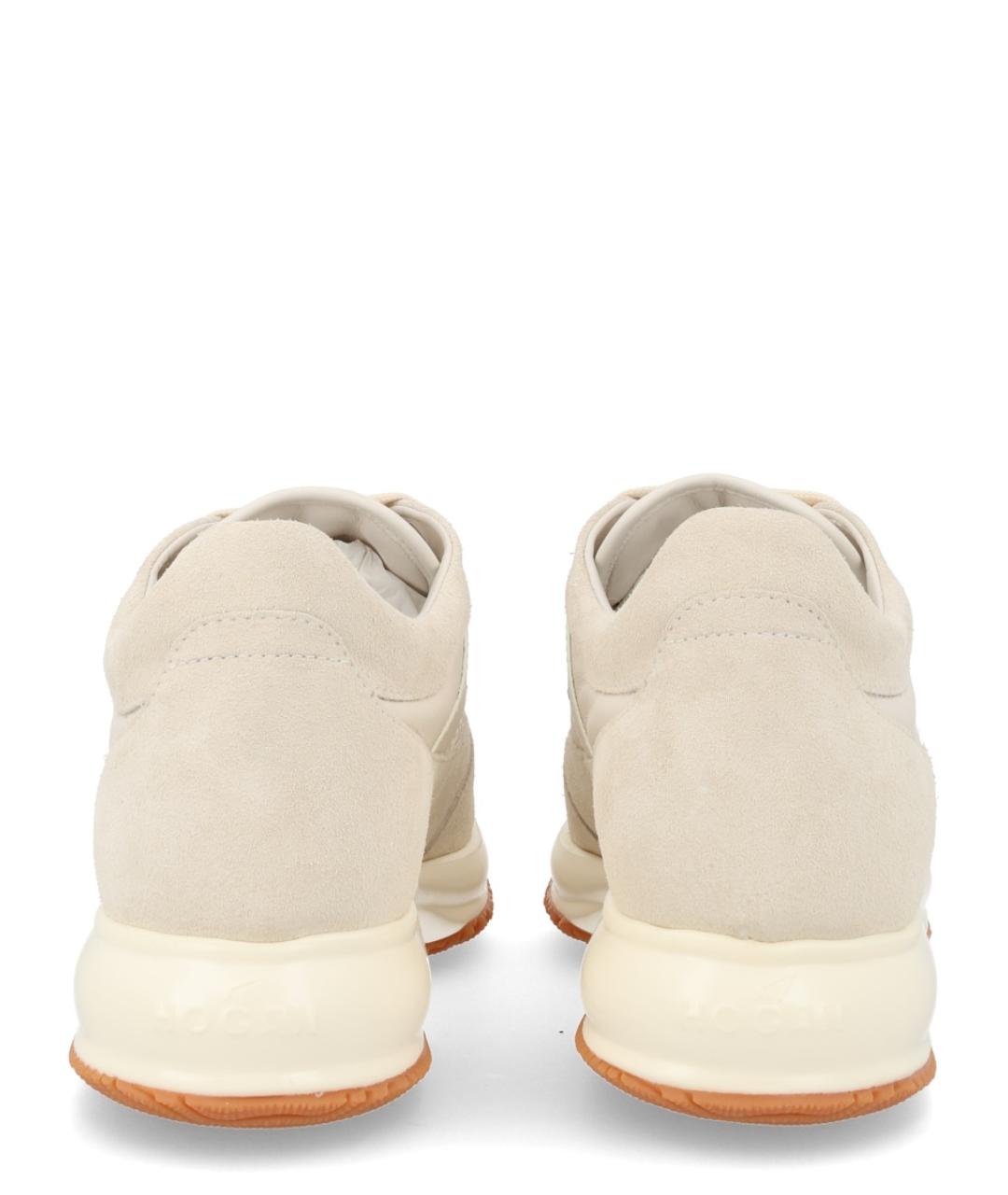 HOGAN Бежевые кожаные кроссовки, фото 4