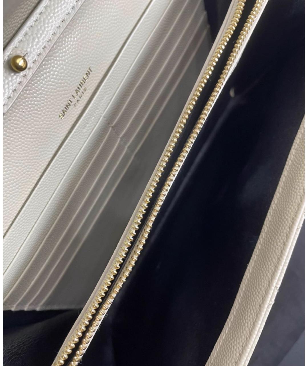 SAINT LAURENT Белая кожаная сумка через плечо, фото 3