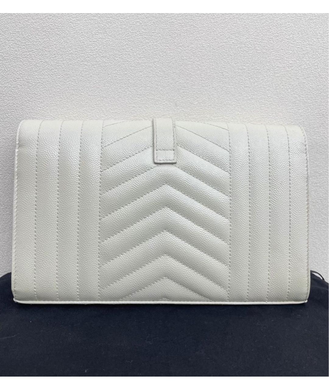 SAINT LAURENT Белая кожаная сумка через плечо, фото 2