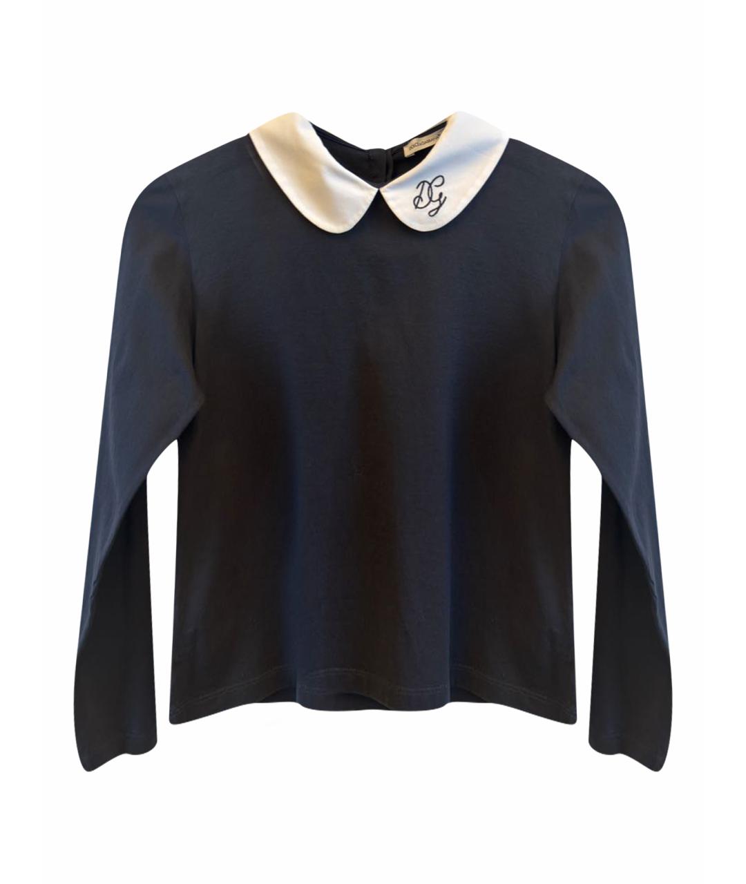 DOLCE&GABBANA Темно-синяя хлопковая рубашка/блузка, фото 1