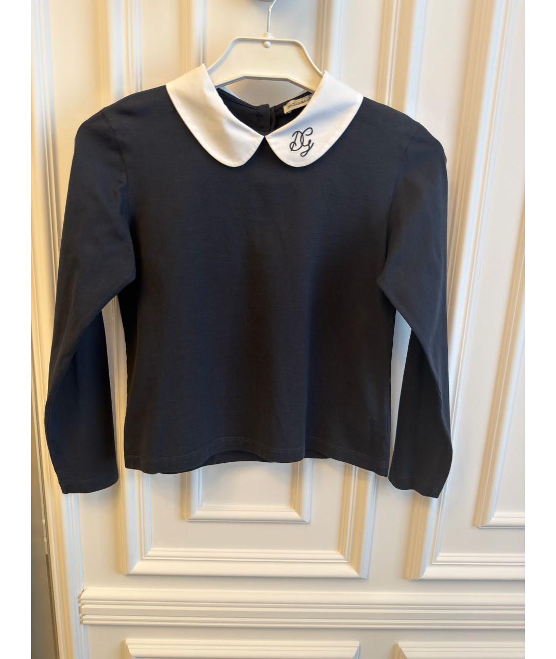 DOLCE&GABBANA Темно-синяя хлопковая рубашка/блузка, фото 6