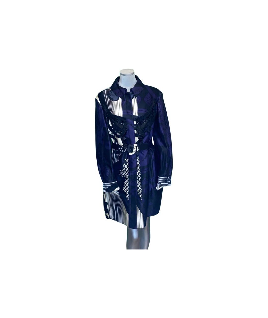 CHRISTIAN LACROIX VINTAGE Синее шелковое пальто, фото 4
