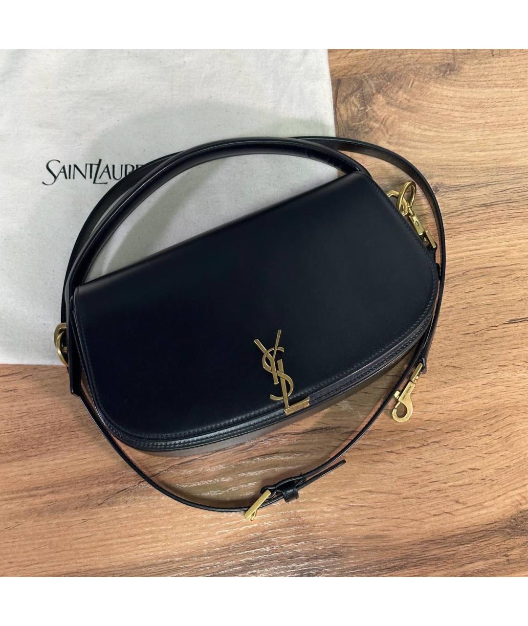 SAINT LAURENT Черная кожаная сумка через плечо, фото 2