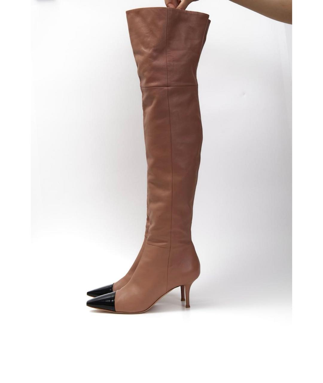 GIANVITO ROSSI Бежевые кожаные ботфорты, фото 3