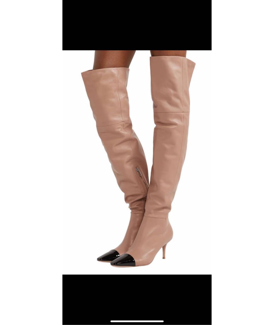 GIANVITO ROSSI Бежевые кожаные ботфорты, фото 5