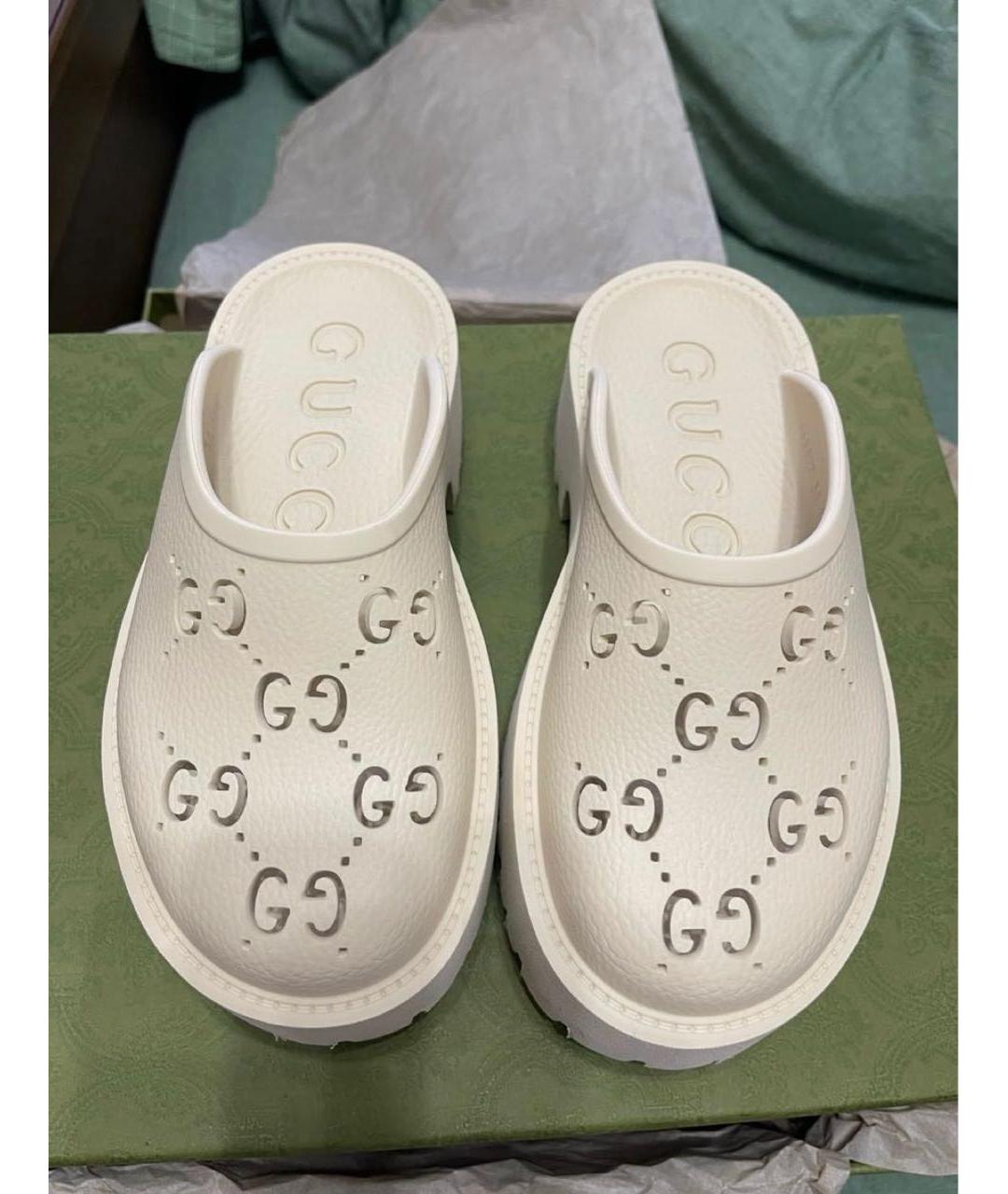 GUCCI Бежевые резиновые сабо, фото 2