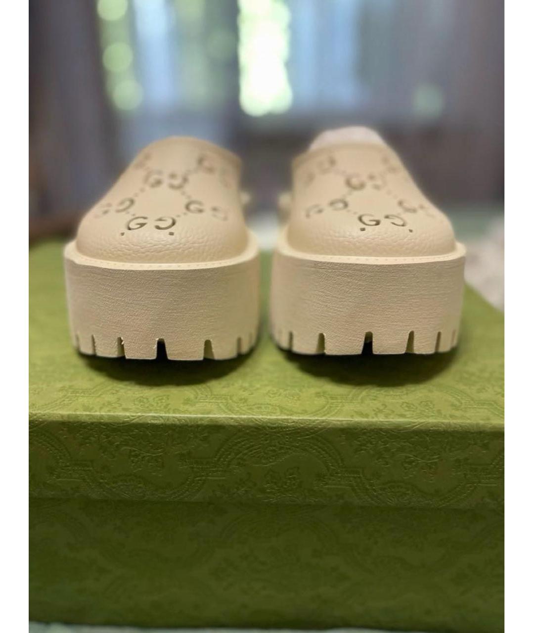 GUCCI Бежевые резиновые сабо, фото 7