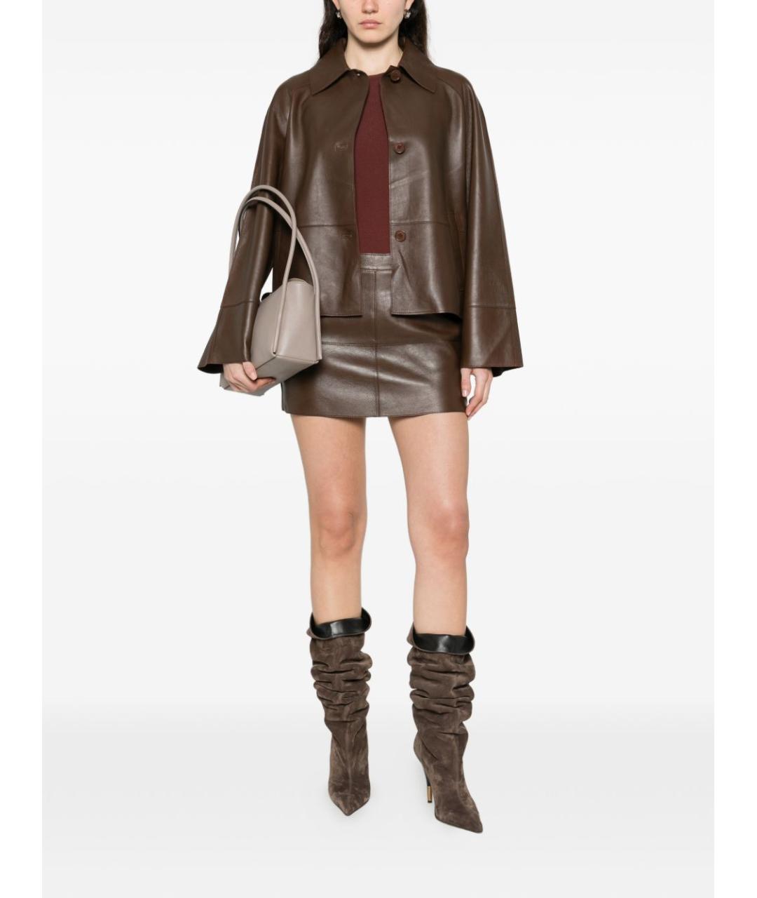 P.A.R.O.S.H. Коричневая кожаная куртка, фото 5