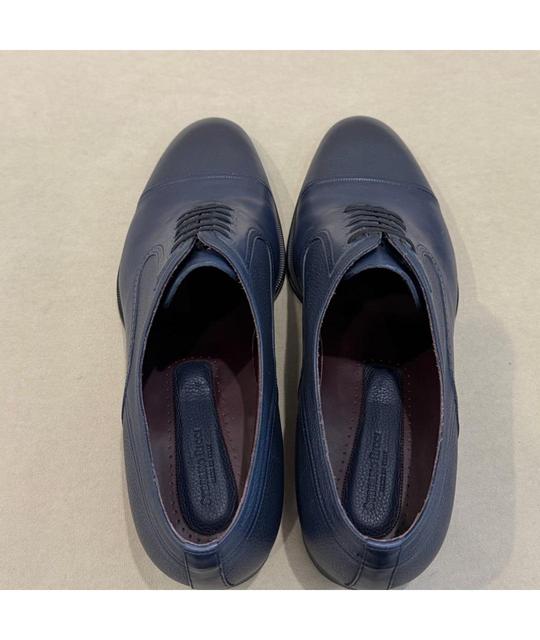 STEFANO RICCI Темно-синие кожаные туфли, фото 3