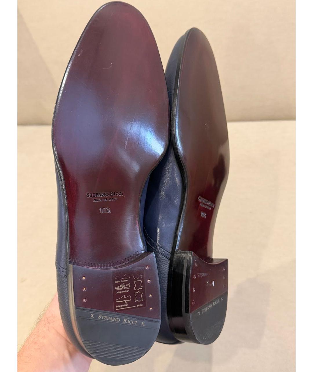 STEFANO RICCI Темно-синие кожаные туфли, фото 5