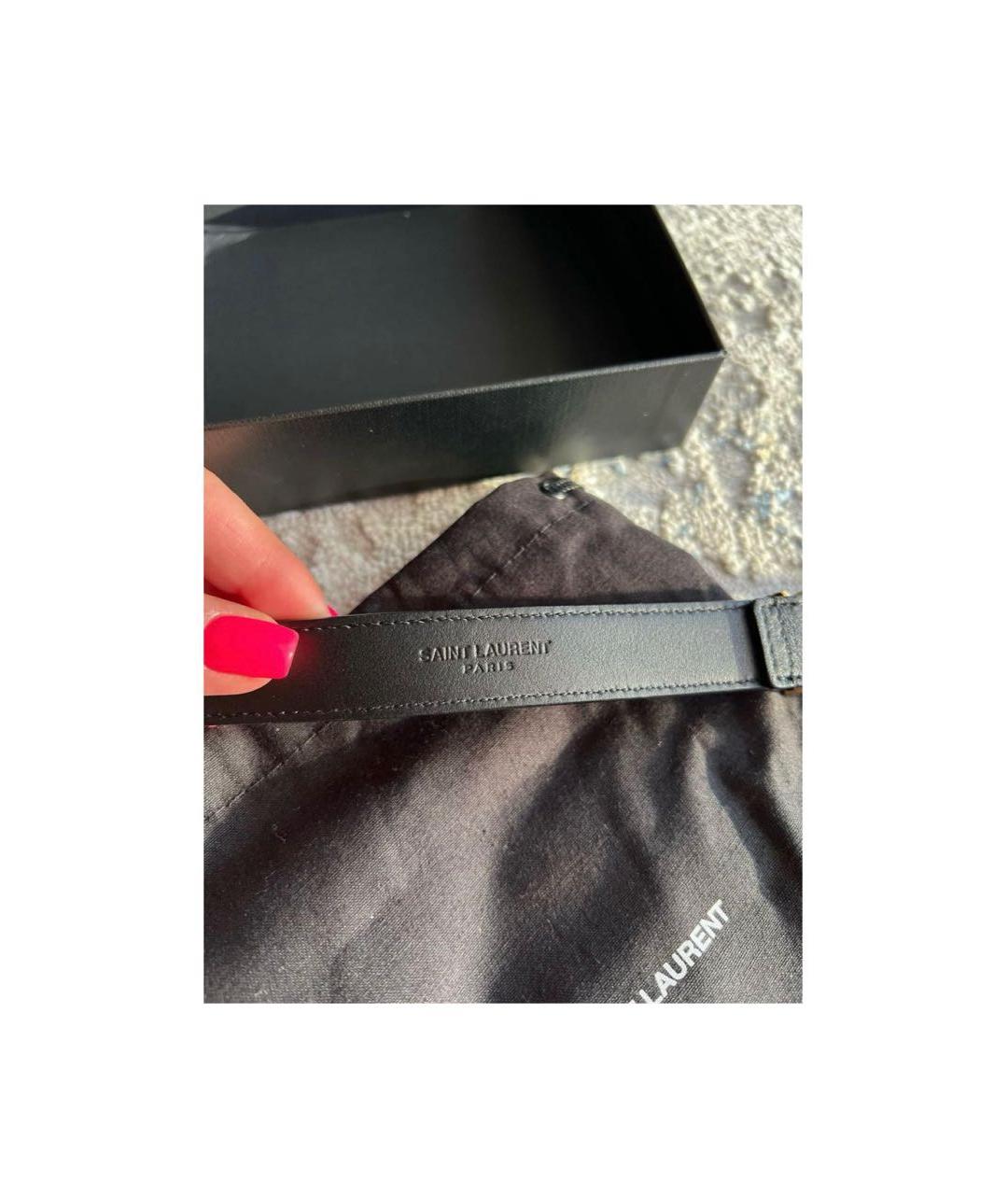 SAINT LAURENT Черный кожаный ремень, фото 3